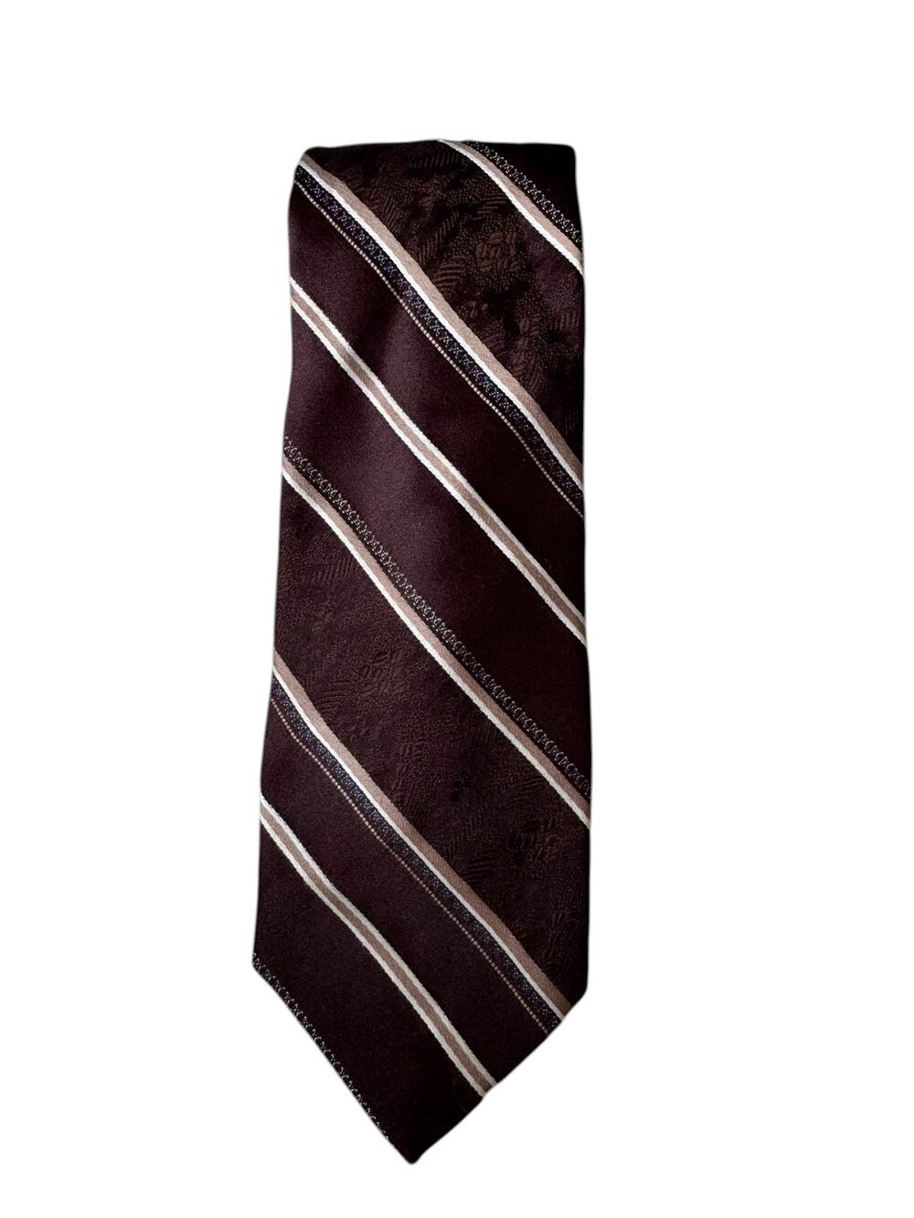 Vintage LILLY DACHÉ Brown Diagonal Stripe Silk Blend Tie Made in USA 70s Necktie